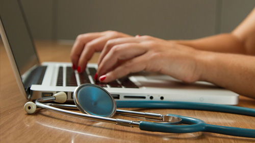 Exam candidate undergoing an online medical assessment.