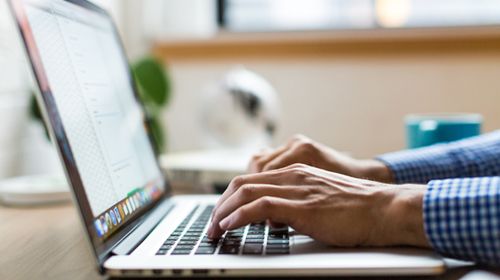 Student using offline exam delivery on a laptop