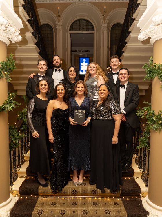 Photograph shows TestReach staff with the award for Best Customer-Centric Culture at the Irish CX Impact Awards 2025