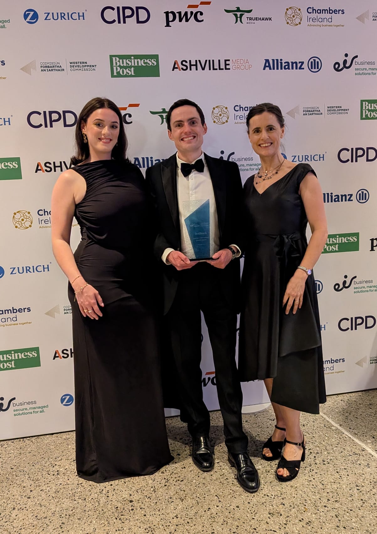 The TestReach team with the Exporter / International Growth Award at the 2026 eir business Chambers Ireland Awards