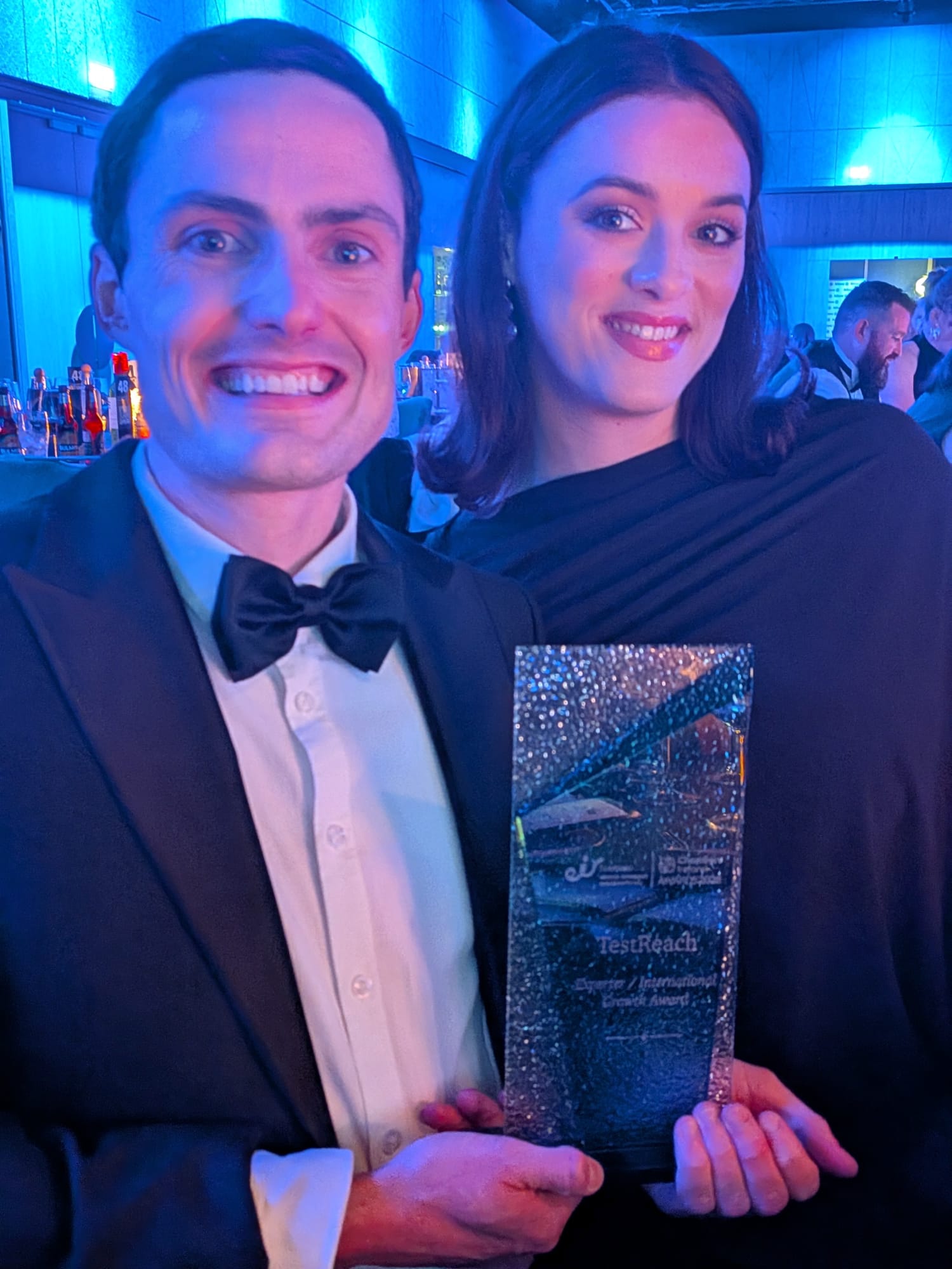 TestReach representatives holding the Exporter / International Growth Award at the 2026 eir business Chambers Ireland Awards