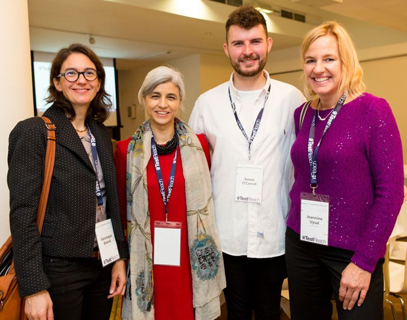 Pictured at the TestReach Customer Forum are (L-R) Véronique Blanck, Council of Europe; Ana Rocha, European School of Veterinary Postgraduate Studies; Simon O'Carroll, TestReach; Jeannine Uysal, Council of Europe.