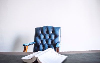 Desk and chair with book
