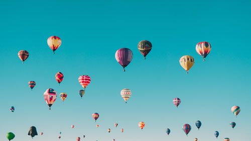 Hot air balloons in the sky